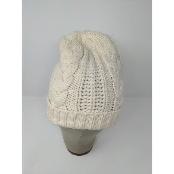 K Accessories Cable Knit Beanie Hat 100% Recycle Material Cream - Picture 3 of 9